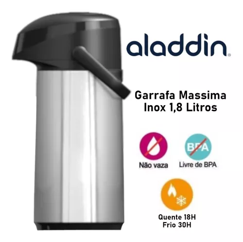 Garrafa Térmica Inox 1,8 Litro Aladdin Café Chá Água Pressão - Imagem 2