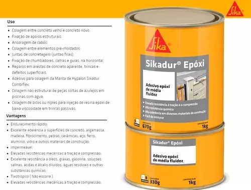Adesivo Sikadur Epoxi Lata 1kg - Compound Da Sika - Imagem 2