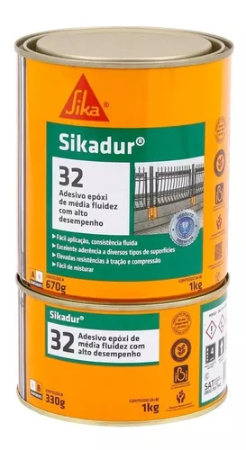 Adesivo Epóxi Premium - Cola Tudo Sikadur 32 Lata 1kg
